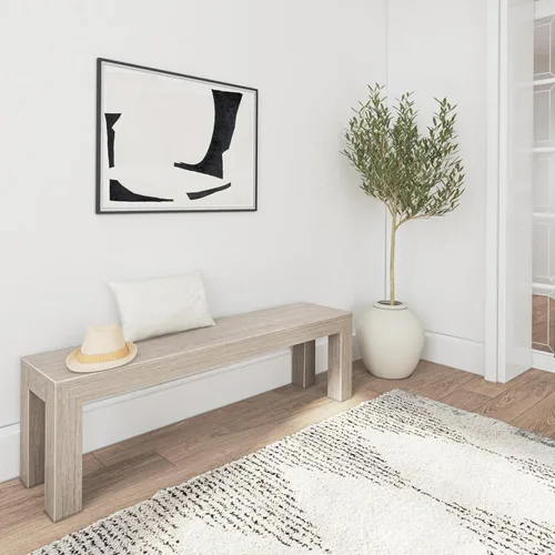 Vista 18 de Plank+Beam Banco de comedor de 60 pulgadas para comedor, banco para mesa de 72 pulgadas, asiento de comedor, banco de madera al aire libre, banco