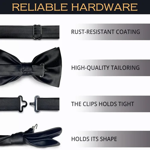 Vista 5 de Adam Young Men's Bow Ties Pre-Tied Style Formal Satin Classic Bowtie for Tuxedo Faux Silk