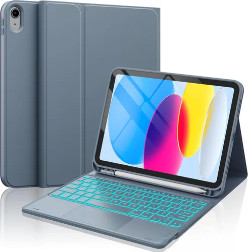 Vista 16 de CHESONA para iPad de 10ª generación Funda con teclado, 2 canales inalámbricos para iPad (A16) 11ª/10ª generación (2025/2022), retroiluminación