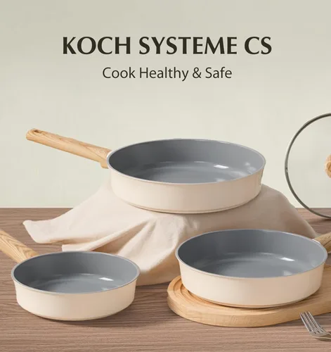 Vista 7 de KOCH SYSTEME CS Juego de 3 sartenes antiadherentes, sartenes de cerámica antiadherentes, mango resistente al calor, juego de sartenes de cocina