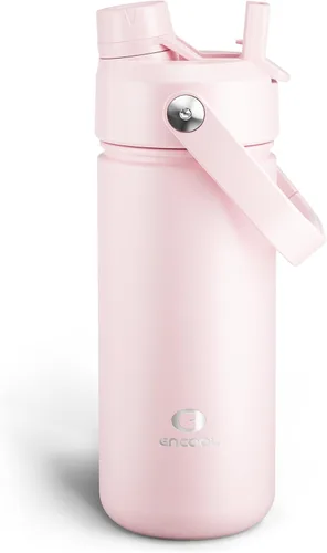 Vista 96 de Botella de agua aislada para niños con popote, botella de agua de acero inoxidable de 12 onzas con boquilla doble, a prueba de fugas, sin BPA, al