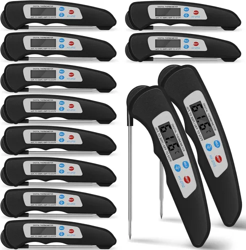 Vista 8 de Xuhal Termómetro digital para carne con sonda, impermeable, lectura instantánea, plegable, con imán para cocina, parrilla, cocina, pavo, hornear