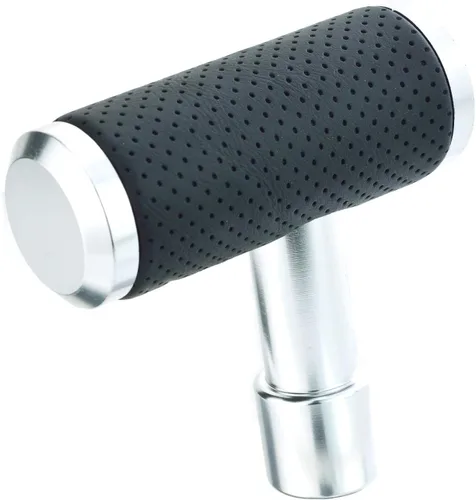Vista 9 de Pomo de palanca de cambios con mango en T, cubierta de aleación estilo joystick con palanca de cambios de cuero, se adapta a la mayoría de Negro