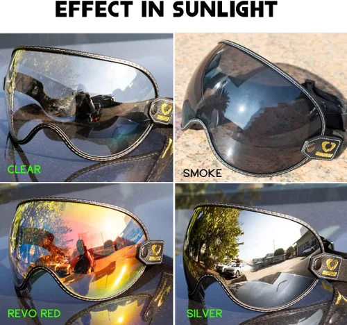 Vista 6 de Protector retro para casco de motocicleta, visera de burbujas, lentes de policarbonato de repuesto universal para casco completo de cara abierta