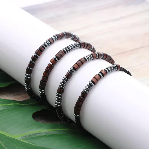 Vista 5 de JoycuFF - Pulsera motivacional en código morse para mujer con mensaje secreto, confeccionado con cuentas de madera y cordón. Joyería para regalar