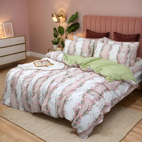 Vista 17 de FADFAY Juego de funda de edredón floral, tamaño completo, 100 % algodón, diseño de rosas y flores, funda de edredón azul, ropa de cama vintage