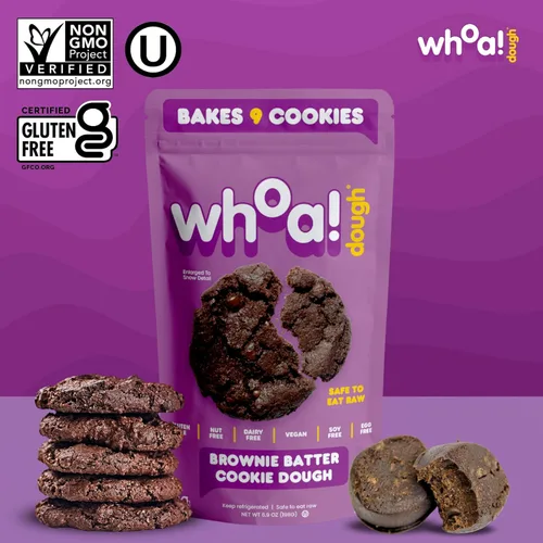 Vista 5 de Whoa Dough Masa Lista para Hornear de Galletas Sabor Brownie – Certificada Sin OGM, Kosher, Sin Gluten – Masa para Snack a Base de Plantas Hecha