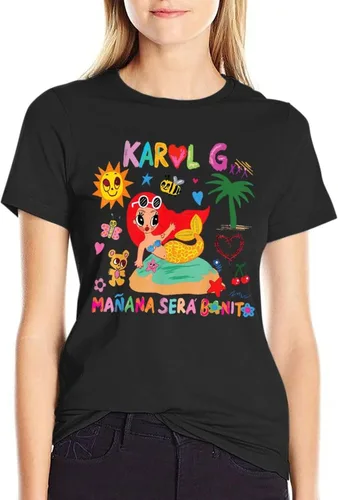 Vista 3 de Karols G Shirt Manana Sera Bonito Camiseta para Mujer, Negro-3