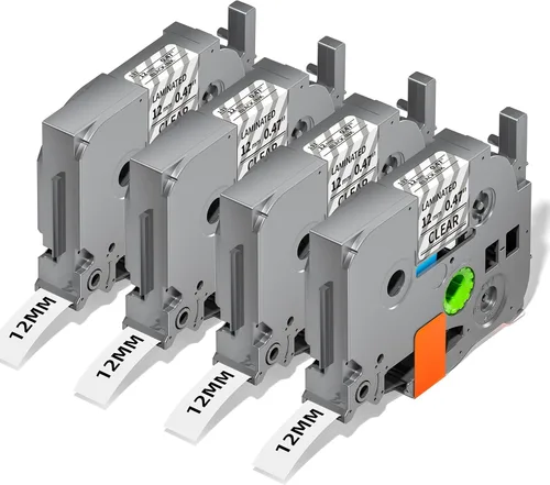 TZe-131 TZe131 Tz - Cinta transparente laminada de 0.47 pulgadas, compatible con cinta de etiquetas Brother P Touch de 0.47 pulgadas, color negro