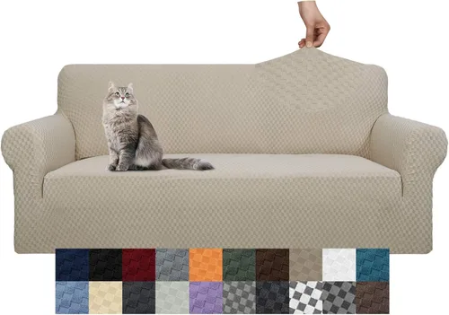 Vista 12 de YEMYHOM Funda para sofá con diseño jacquard de alta elasticidad, funda para silla de sala de estar, a prueba de mascotas, perros y gatos