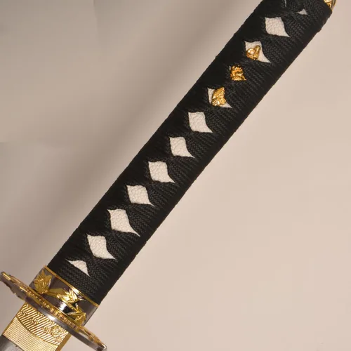 Vista 6 de FullTang Iaido Samurai - Juego de 3 piezas de espadas samurai japonesas con soporte de exhibición, vaina grabada, acero al carbono medio 1045, Hoja