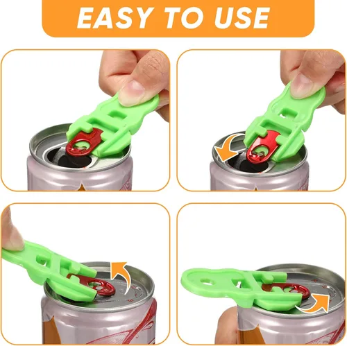 Vista 3 de 24 piezas de abridor manual colorido fácil de latas protector de soda para bebidas abrelatas de bebidas de plástico Barricada para la familia