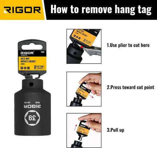 Vista 43 de RIGOR 11001 - Enchufe de impacto de tuerca de eje de 1.142 in, accionamiento de 1/2 pulgada, 6 puntos, profundo, CR-MO, métrico, ajuste rápido