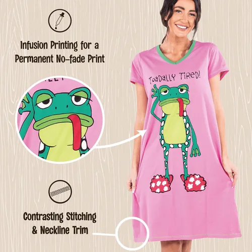 Vista 5 de Lazy One Camisón para mujer, divertido cuello en V para mujer