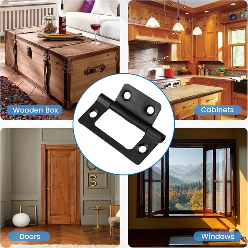 Vista 7 de SDTC Tech Paquete de 4 bisagras de puerta sin embutir con tornillos para muebles, ventanas, armarios, etc. - 2 x 0.9 pulgadas, color negro