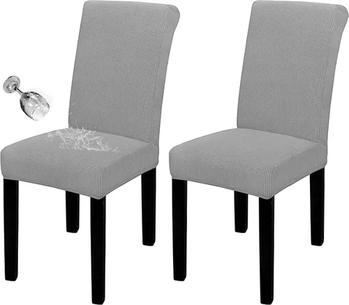 Vista 69 de Easy-Going Juego de 2 fundas 100% impermeables para sillas de comedor, diseño jacquard elástico, protector de silla Parson extraíble y lavable
