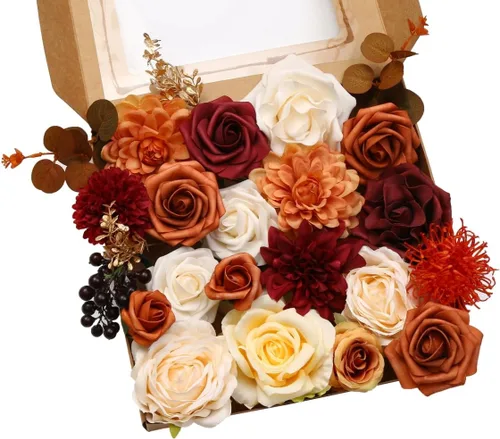 Vista 10 de Flores artificiales, peonías rosas, peonías de seda, flores sintéticas de primavera, ramo de boda, despedida de soltera, pastel, flor, bricolaje