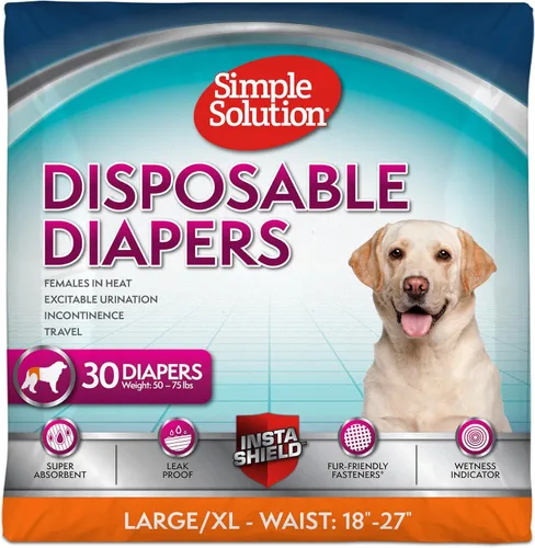Vista 12 de Simple Solution Pañales desechables para perras, pañal a prueba de fugas para perros, entrenamiento para ir al baño, entrenamiento XS
