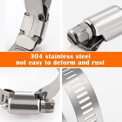 Vista 4 de Dianrui - Kit de surtido de 42 abrazaderas de manguera, abrazaderas de manguera de tornillo sin fin de acero inoxidable 304 de 1/4"–1-1/8" (6-29mm)