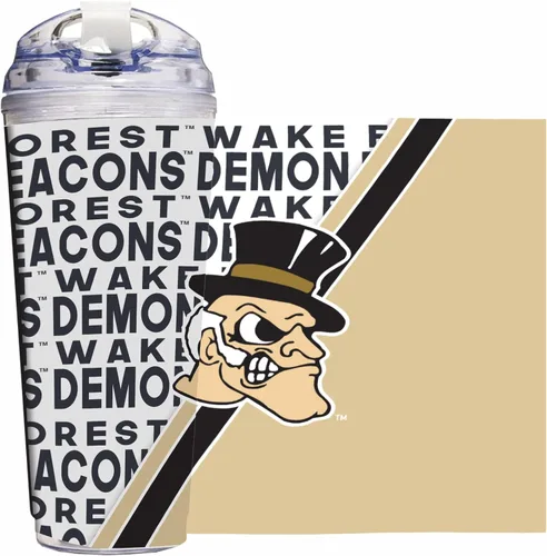 Vista 120 de Rico Industries NCAA - Vaso de acrílico estándar de 24 onzas con tapa con bisagras, vaso de doble pared con licencia oficial y popote