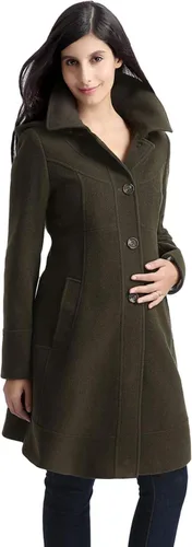 Momo Maternity Outerwear Women Carina Hooded A-Line Wool Coat Pregnancy Winter Jacket Medum