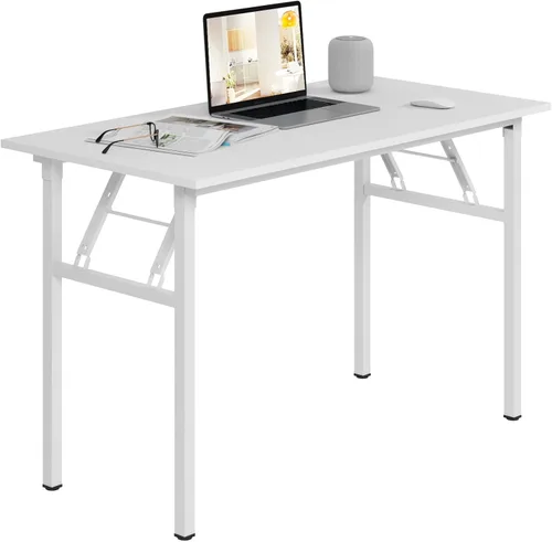 Vista 43 de Need - Escritorio plegable de 31 1/2" sin ensamblaje, mesa pequeña para computadora, escritorio robusto y resistente para espacios pequeños, marco