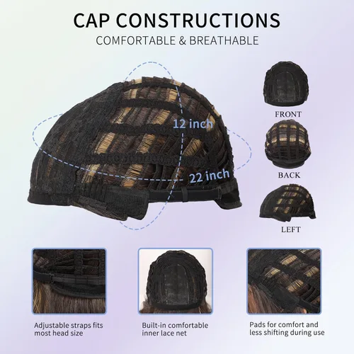 Vista 5 de Peluca larga lacia de mujer Kalyss mezcla marrón sintética