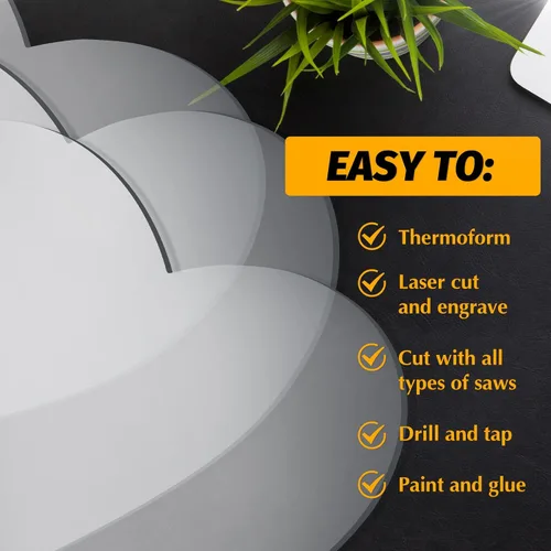 Vista 4 de 6 piezas de lámina acrílica transparente de 2 mm de espesor con película LED para base de luz LED, pantalla transparente con película protectora