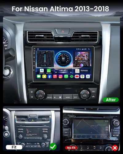 Vista 8 de Radio de coche para Nissan Altima 2013-2018: 4Core 2+64G 9 pulgadas Carplay inalámbrico Android Auto 1280 * 800 IPS pantalla táctil estéreo