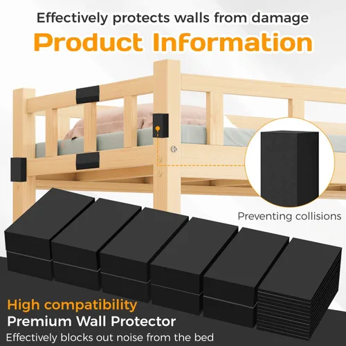 Vista 7 de Protectores de pared para cabecero de espuma EVA, 20 unidades, color negro