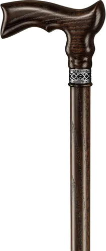 Vista 7 de Asterom Bastón ergonómico de madera hecho a mano para hombres y mujeres, elegante bastón de madera de roble para hombre, bastón de moda (nogal)