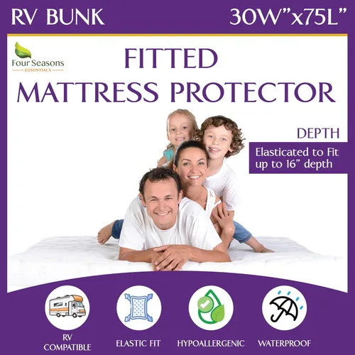 Vista 26 de Protector de colchón impermeable tamaño individual - Estilo sábana ajustable - Cubierta hipoalergénica de calidad premium que protege contra
