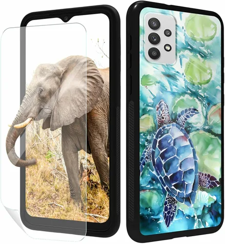 Vista 69 de for Samsung Galaxy A17 5G Phone Case 6.7" with Screen Protector Slim Tempered Glass Back Cover A Purple Cat Design Shockproof Protective Case for