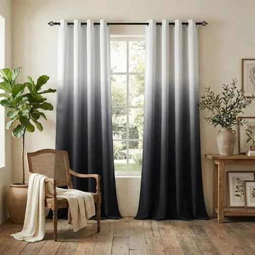 Vista 18 de NICETOWN 2 paneles de cortinas opacas degradadas para dormitorio, cortinas opacas degradadas para oscurecer la habitación, con aislamiento térmico