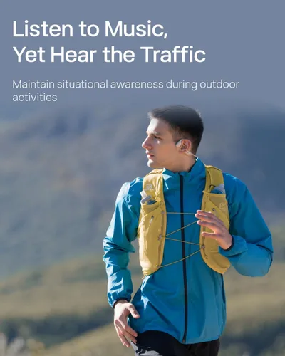 Vista 4 de SHOKZ OpenRun Pro Mini - Auriculares deportivos Bluetooth de conducción ósea de alta calidad - Auriculares inalámbricos resistentes al sudor