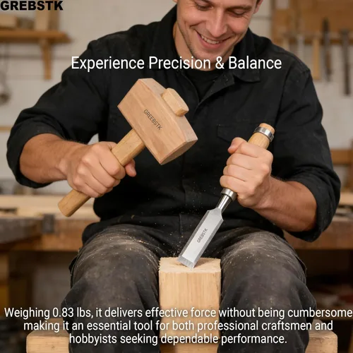 Vista 7 de GREBSTK Mazo de madera de haya, martillo para carpintería y trituradora de hielo para cócteles, perfecto para cinceles, bricolaje, herramienta