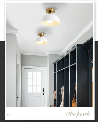 Vista 6 de Lámpara de techo industrial semiempotrada con placa dorada y pantalla negra mate, lámpara de techo de granja para cocina, isla, comedor, vestíbulo