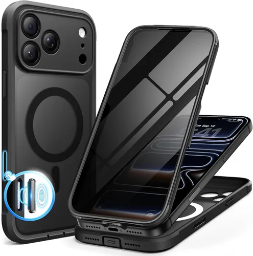 Vista 32 de BERFY Funda para iPhone 17, compatible con MagSafe, protector de pantalla de privacidad integrado y protección de cámara, antiespía de cuerpo