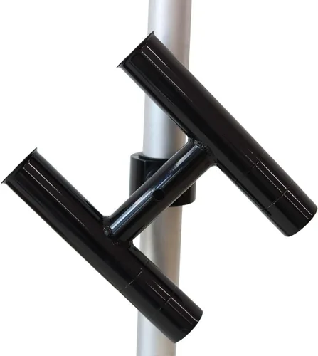 Vista 5 de T-Top Soporte para caña de pescar de aluminio doble con abrazadera de 1-1/2 pulgadas, 1-7/8 pulgadas, 2 pulgadas, torre de pesca horizontal