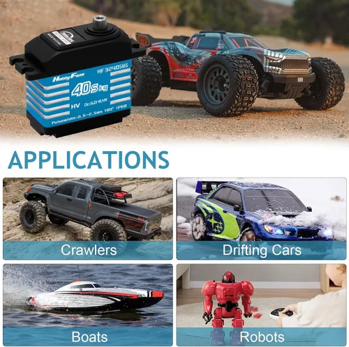 Vista 5 de Hobby Fans Servo digital RC, IP68 impermeable 88.2 lbs de engranaje de metal servo servo de alto par con servo bocina 25T para 1/12 1/10 1/8 RC Car