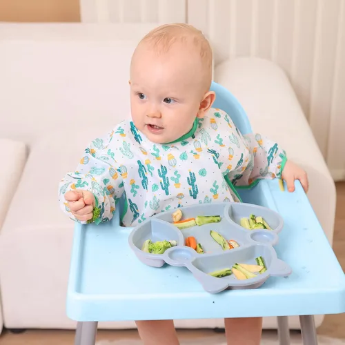Vista 8 de Lictin Long Sleeve Bibs 5 Pack - Baby Bibs for Girl or Boy, Reusable Infant for Feeding Teething or Weaning