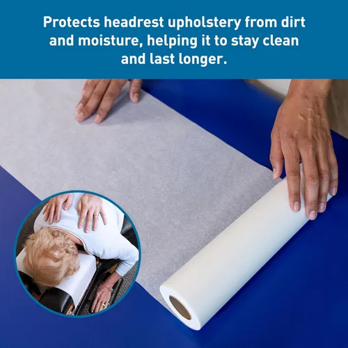 Vista 5 de BodyMed Rollos de papel para reposacabezas prémium para mesa de examen quiropráctico, blanco liso, 8.5 pulgadas x 225 pies, 25 rollos – Rollos