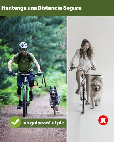 Vista 3 de Correa de bicicleta para perros – Accesorio de bicicleta manos libres para perros, absorción de golpes segura, longitud ajustable, fácil de instalar