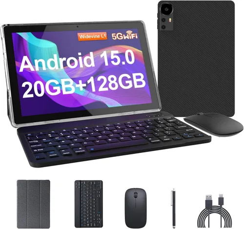 Tableta de 10.1 Pulgadas Android 15.0, RAM 20GB (4+16Expand)+ROM 128GB, Batería de 6000mAh, Cámara Dual 2+8MP, Pantalla IPS HD Touch de 1280*800,