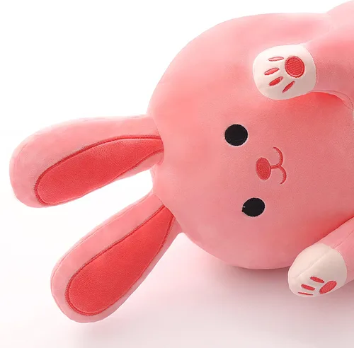 Vista 3 de SNOWOLF Almohada larga de felpa de conejo con bonito conejo, juguetes de peluche suave para abrazar, almohada corporal (rosa, 29.5 pulgadas)