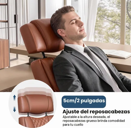 Vista 4 de Silla de oficina ejecutiva, silla ergonómica para computadora para oficina Marrón