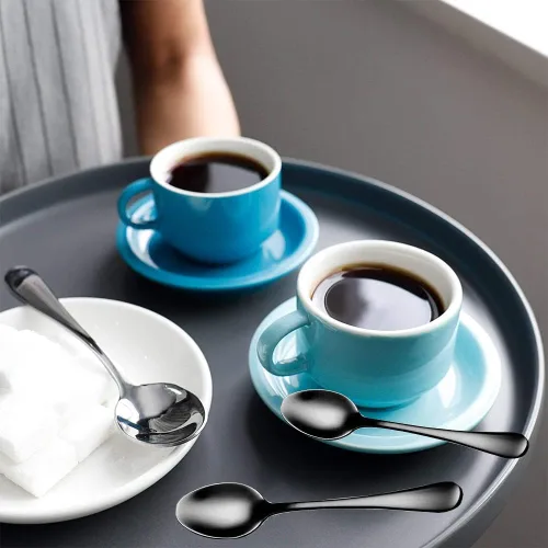 Vista 5 de Wesdxc56 Demitasse - Cucharas de café expreso, mini cuchara de café, cucharas pequeñas de acero inoxidable de 4 pulgadas para postre, juego de 6