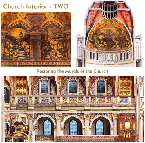 Vista 5 de CubicFun - Rompecabezas 3D de acertijos cerebrales para adultos, 643 piezas, gran desafío, modelo de arquitectura de la iglesia de la Catedral