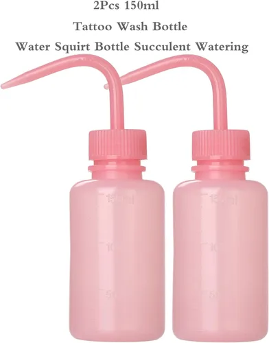 Vista 2 de Paquete de 2 botellas de lavado para tatuajes de 150ml Botella de agua de 5oz para riego de suculentas y uso médico - Rosa