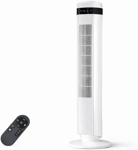 Vista 11 de Tower Fan for Bedroom, Oscillating Bladeless Fan with Remote, 5 Speeds 4 Modes Quiet Fan 28dB, 22.3ft/s High Velocity,12H Timer, LED Display Cooling